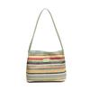 Stylish Large Capacity Rainbow Striped Woven Tote Bag For Trendy Daily Commute