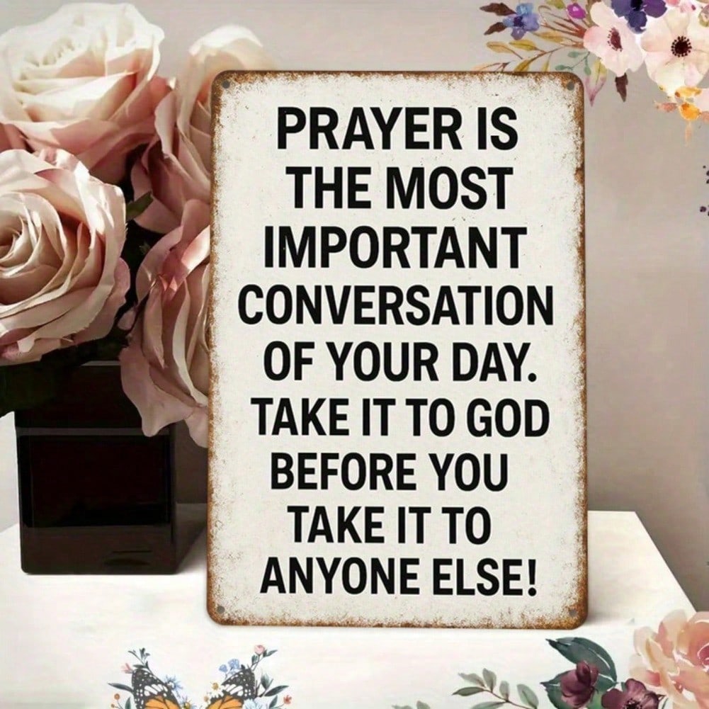 Tin Sign 2D Flat Vintage Metal Prayer Quote Inspirational Wall Art 8x12 Inches Motivational Home Decor