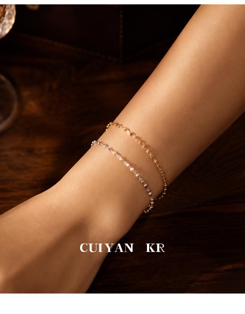 Cui Yan S925 Sterling Silver Korean INS Small Square Bracelet for Women - High-End Best Friend Jewelry