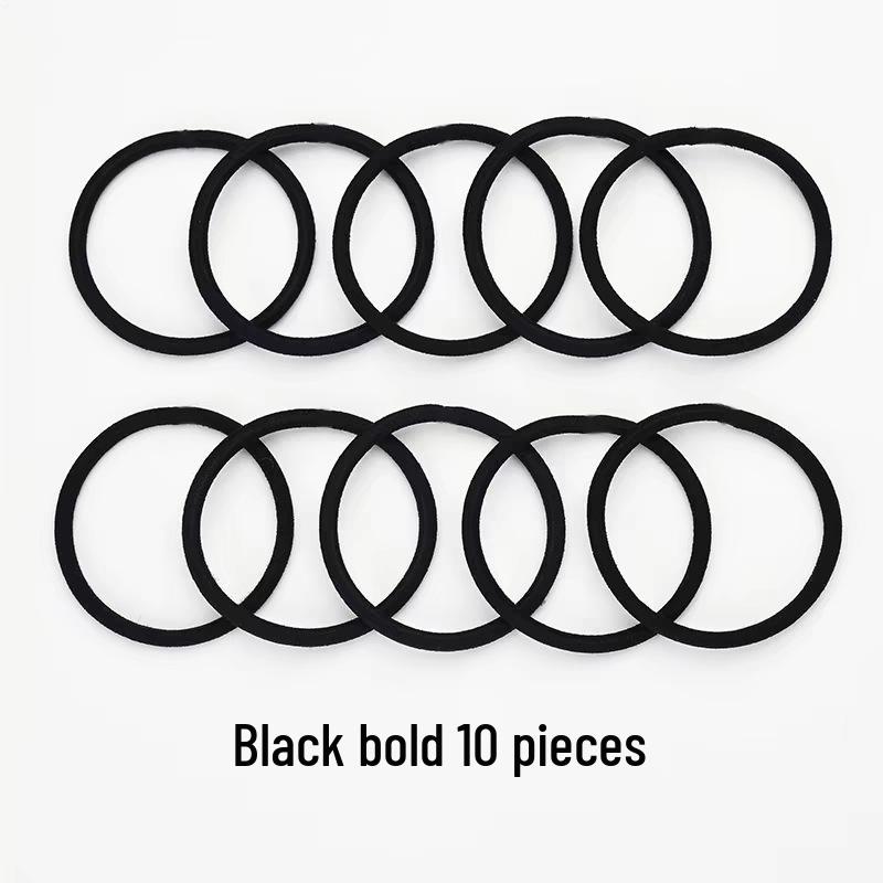 Black Extra Thick High Elastic Hair Scrunchie - Durable, No Damage Women's Ponytail Band