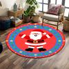 Santa Claus with Festive Design Print Round Rug, Living Room, Bedroom, Playroom Carpet, Non Slip Floor Mat, Gift