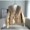 Womens Oversized Duck Down Puffer Coat With Real Fox Fur Trim Hood Warm Thick Winter Jacket Urban Casual Outdoor