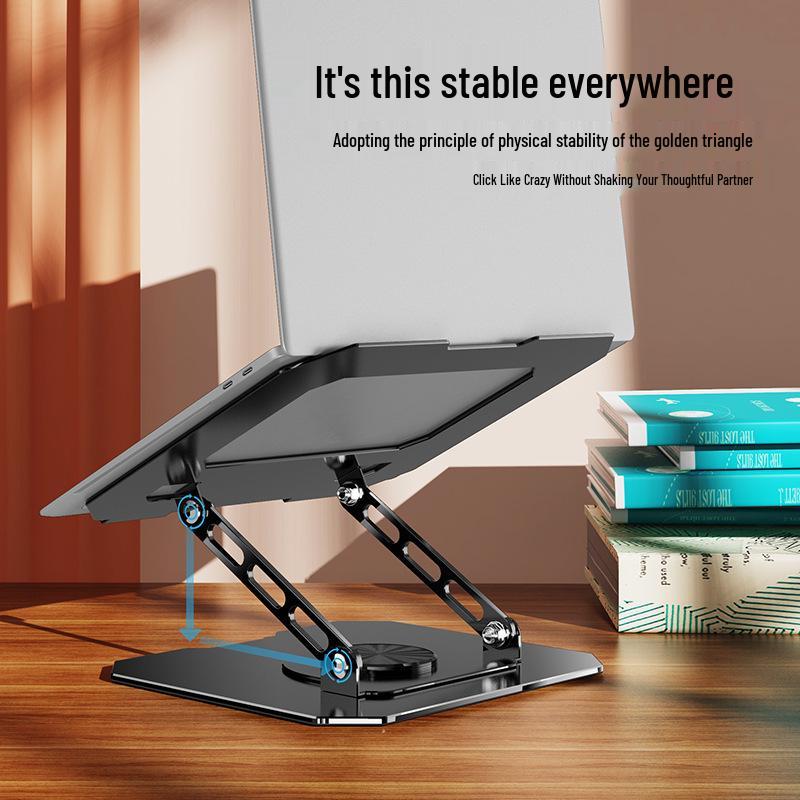 All-Metal Dual-Axis Laptop Stand: Elevates View, Enhances Heat Dissipation for Dorm Desktops.