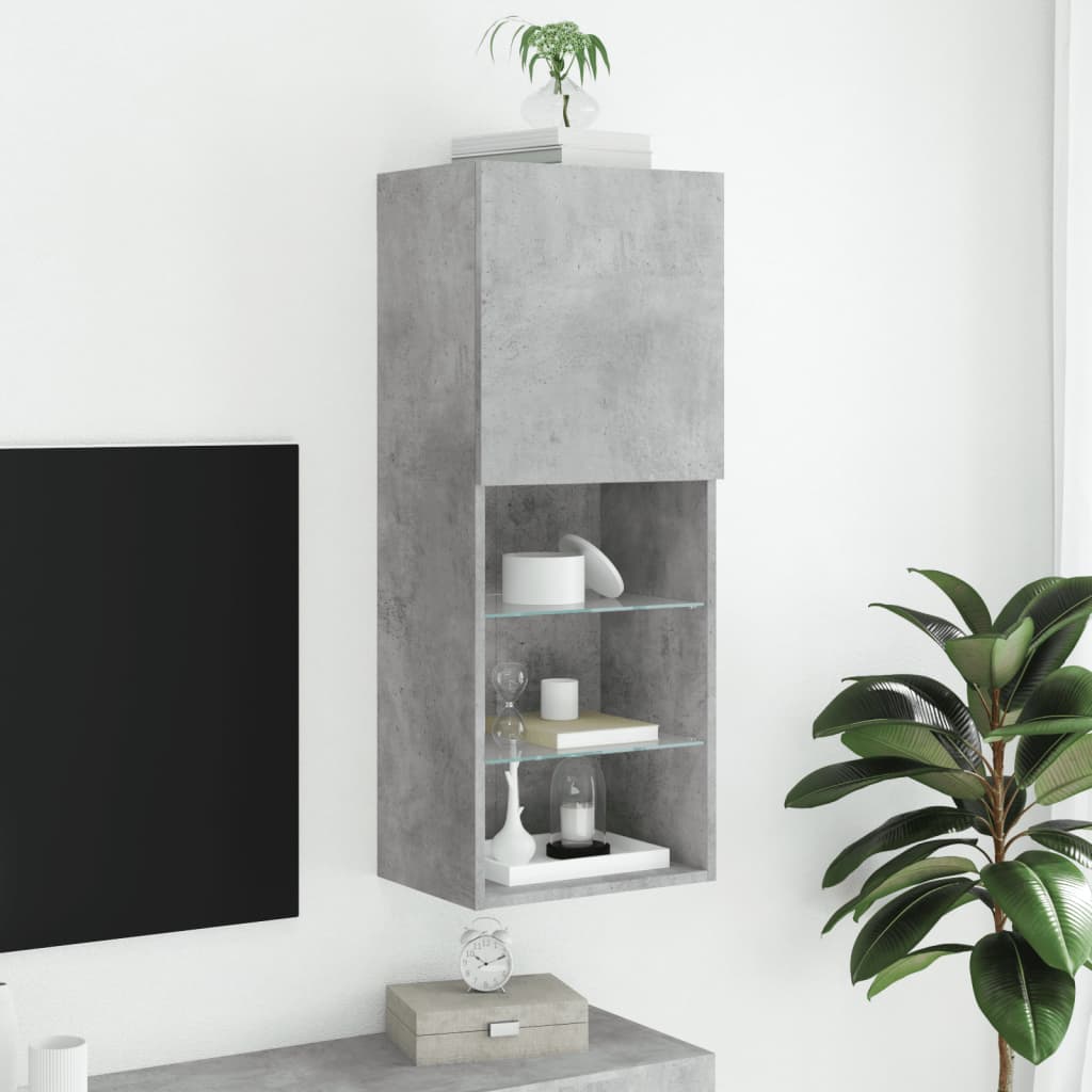 TV Cabinet with LED Lights Concrete Grey 40.5 x 30 x 102 cm