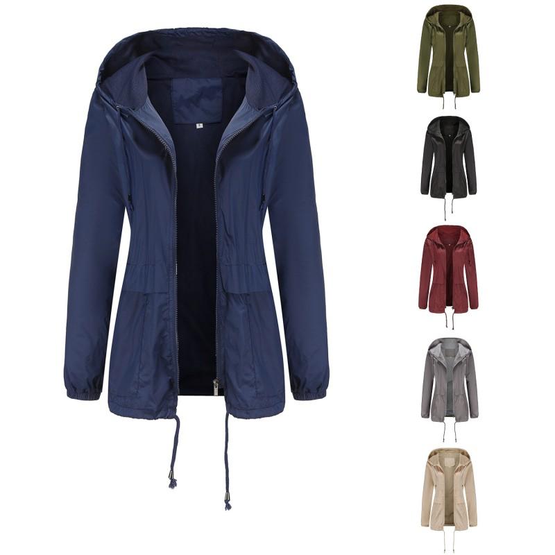 Lightweight Mesh 20D Hooded Rain Jacket Short Windbreaker Women Outdoor Casual Wear
