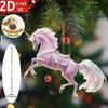 Pferdeornament 2D Acryl Pferd Auto Rückspiegelanhänger Flacher Weihnachtsbaumanhänger Auto Innenraum Hängedekoration für Frauen Mädchen
