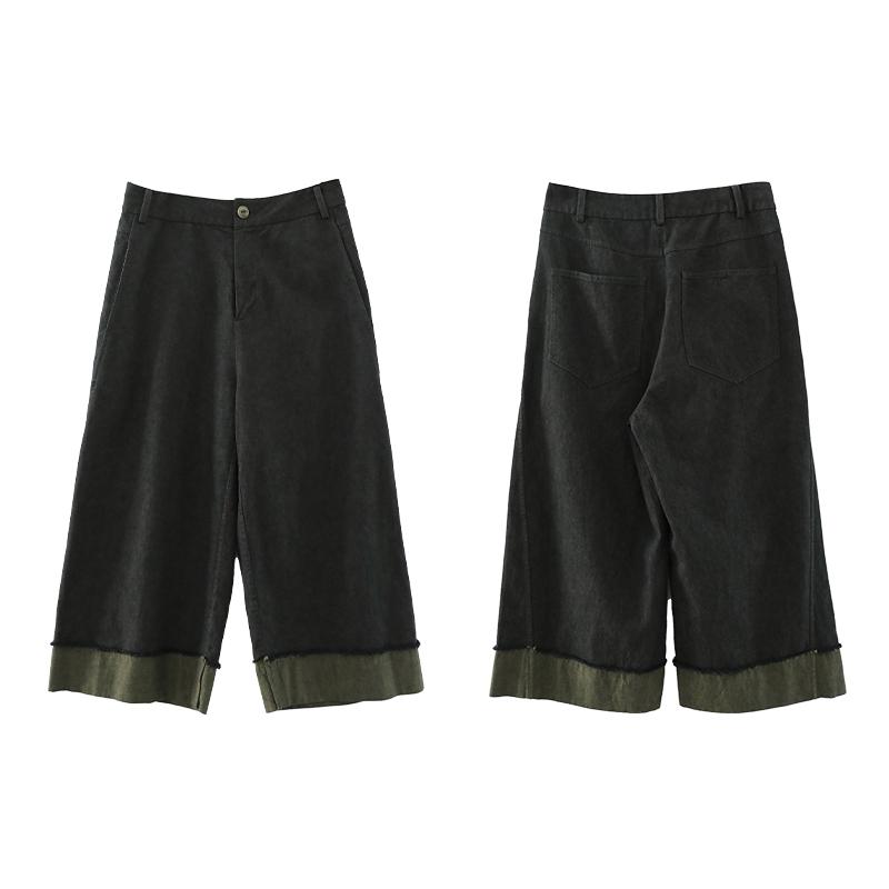 

One Breath of Oxygen Two-Tone Linen Cotton Cropped Wide-Leg Pants Medium