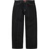 Paneled Stripe Baggy Jean Black