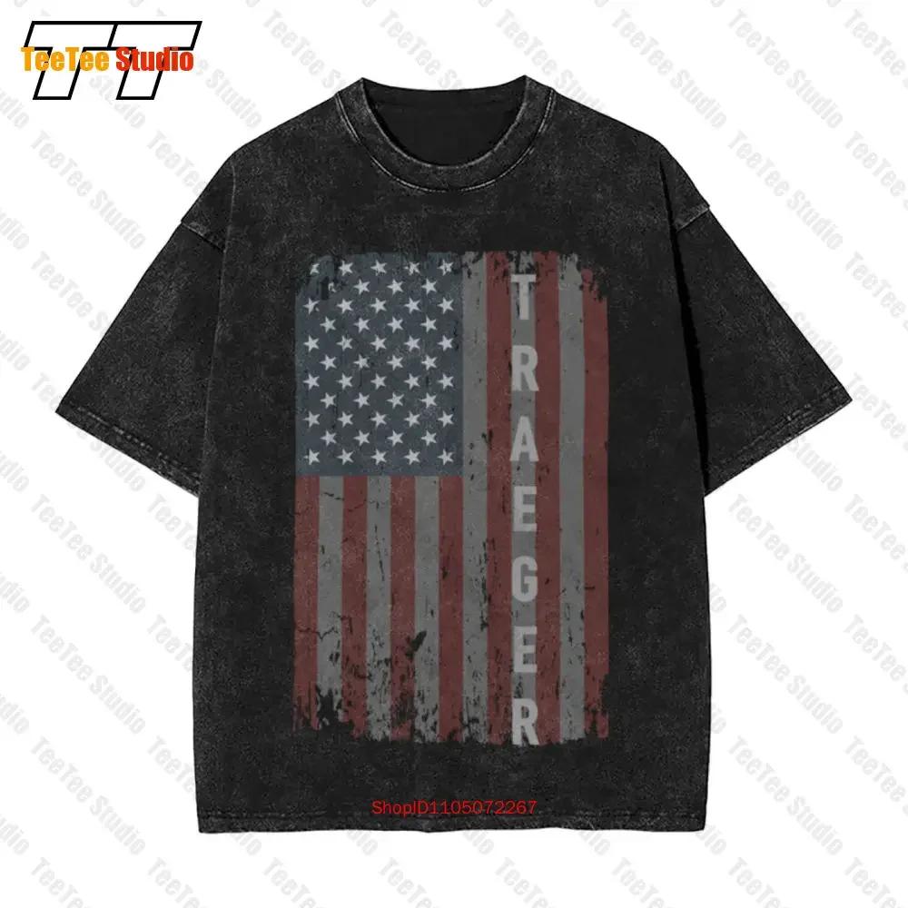 Traeger Family American Flag Vintage Oversized TShirt YGUW S
