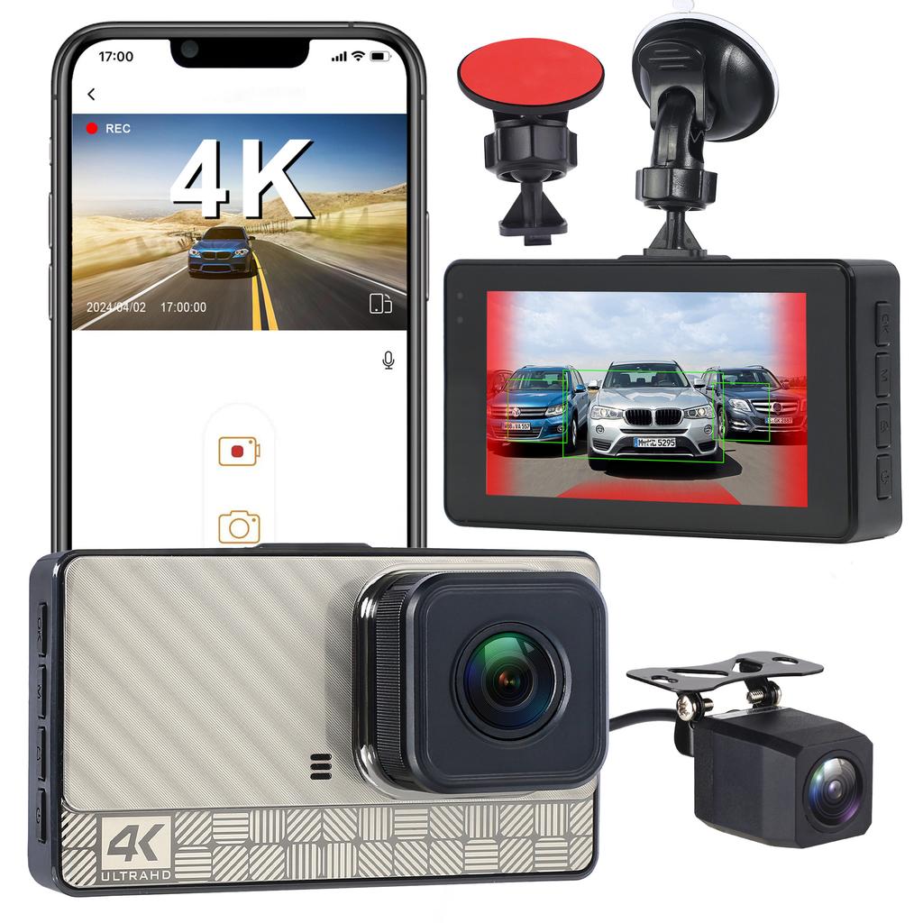 4K Ultra High Definition mit WiFi Mobile Internet ADAS BSD Front- und Heck-Dual-Recording-Fahrtenrekorder