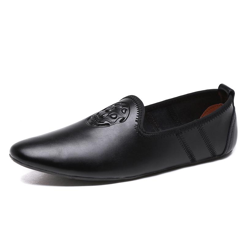 Genuine Leather Men's Slip On Footwear Punk Style Office Man Formal Shoes Wedding Party Men Dress Shoes Breath Loafers Moccasins