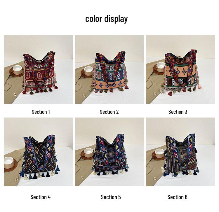 2024 Large Bohemian Tassel Tote: Ethnic Style Handbag & Crossbody