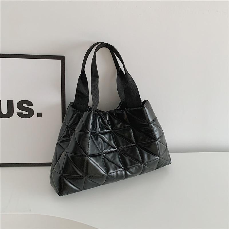 Stylish Chic Large Tote Bag For Women With Quilted Design And Pu Material In Brown And Black