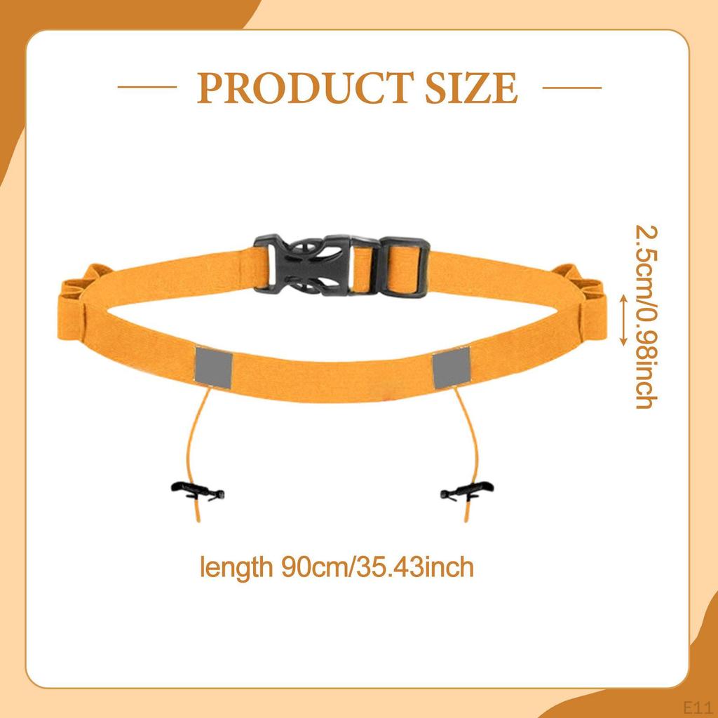 Adjustable Reflective Race Number Belt for Triathlon, with Loops And Fastening System Running