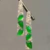 Luxurious New in Chinese style Natural chalcedony earrings for women Full Diamond Fashion Rectangular Earring Wedding