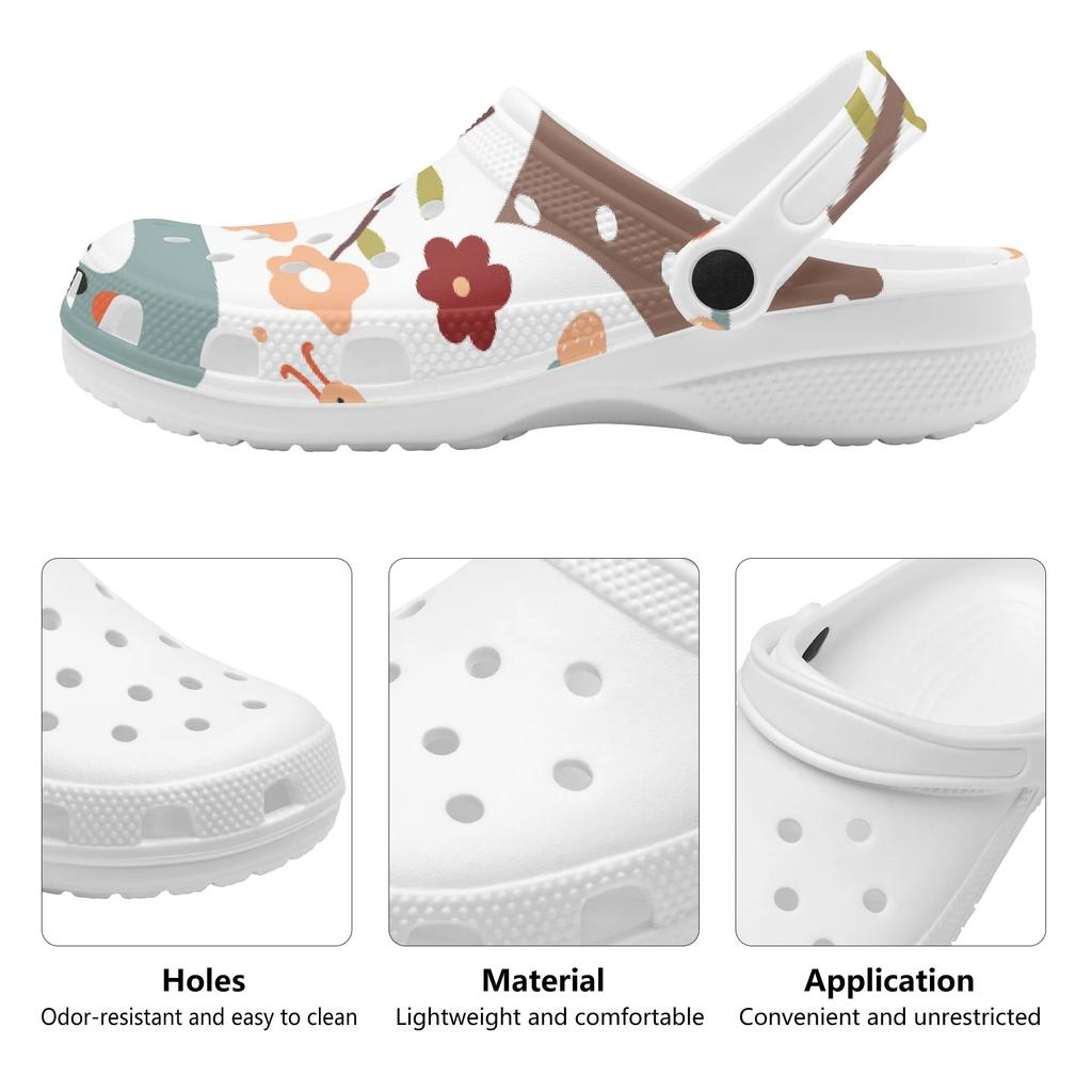 Color Print EVA Clogs Women Men Soft Comfort Slip On Ventilated Garden Shoes Beach Pool Bathroom Home Daily Shoes Home Use