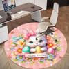 1pc Easter Bunny Round Chair mat Area Rug - Non-Slip, Floor Mat for Office, Bedroom, home decor Christmas Gift p0811043