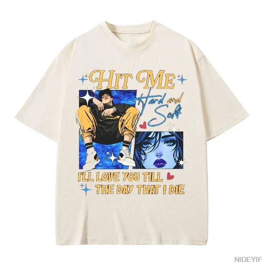 World tour T-shirt hip-hop pure cotton B-Billie top round neck short sleeve Eilish women s T-shirt, pictures and text genderless
