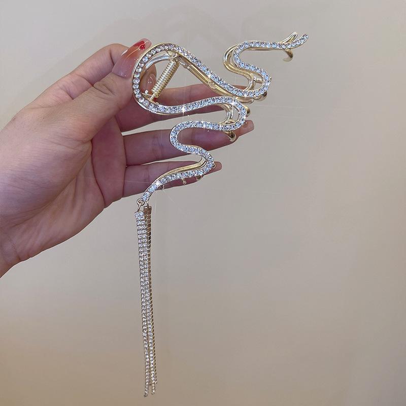 Fashion Rhinestone Crystal Tassel Hair Claw Clips For Women Girls Geometric Metal Hair Crab Hairpins Headwear Hair Accessories