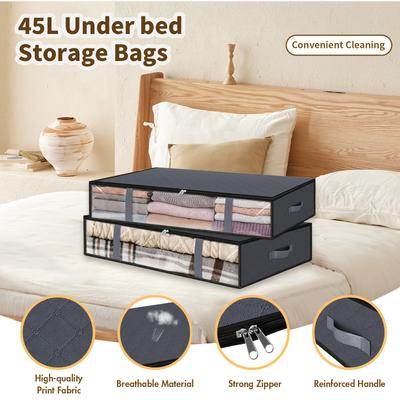 Premium Aufbewahrungstaschen für unter dem Bett-Extra groß, faltbar, staubdicht, Organizer mit transparentem Fenster, Kleidung, Bettwäsche & Saisonartikel