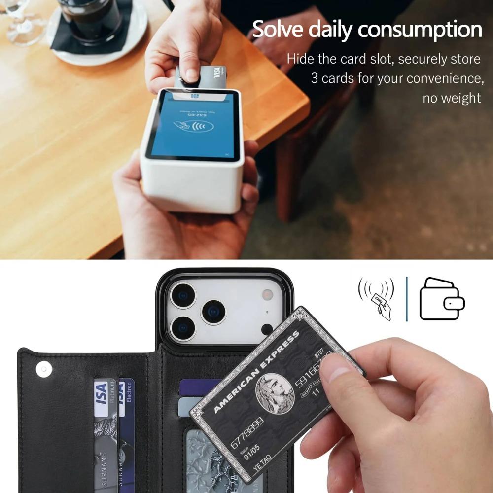 High Business Sle Leather Wallet Phone Case for IPhone 17 Pro Max 17Air with Kickstand Card Slots Shockproof Protection Cover