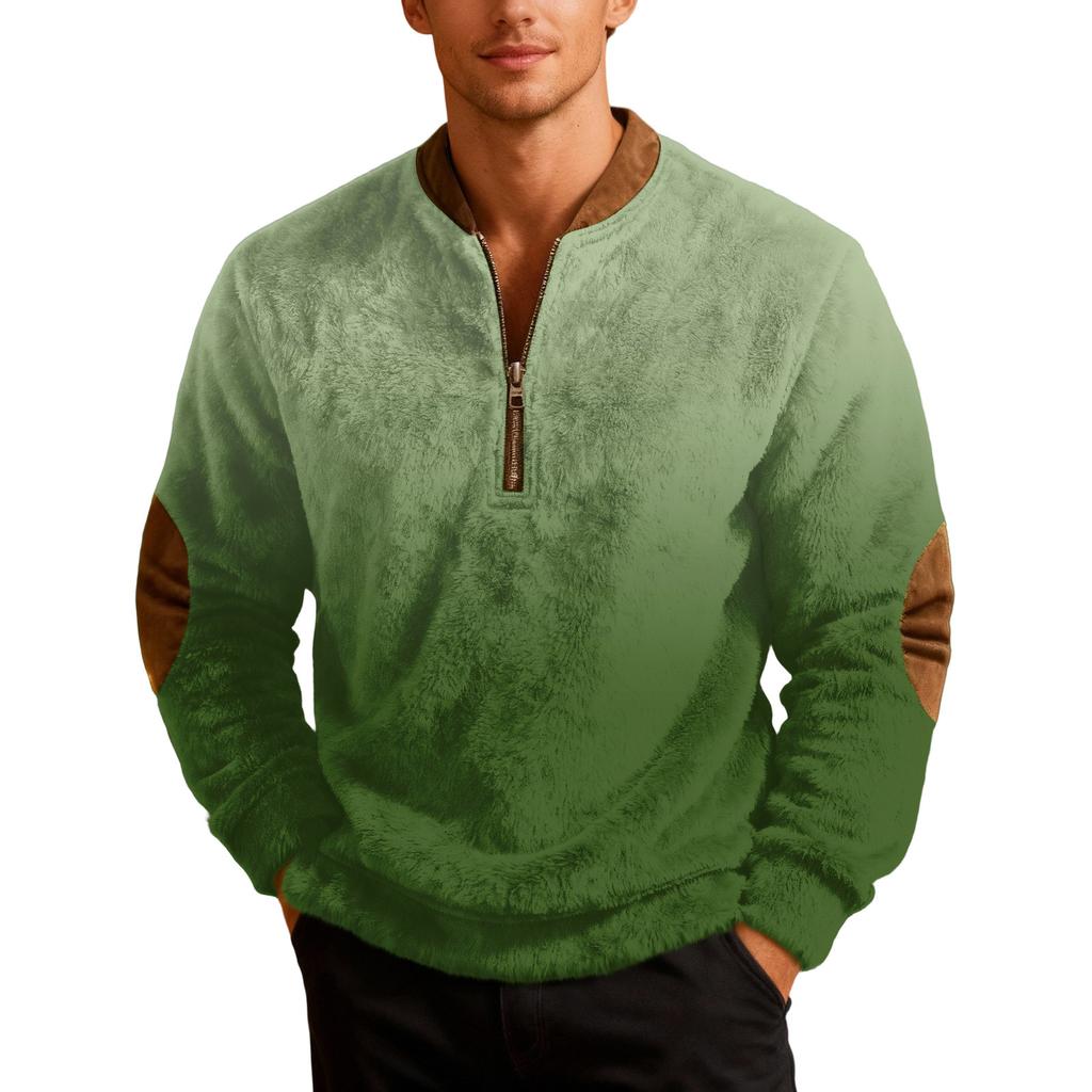 Sweat-shirt de sport décontracté pour homme à imprimé dégradé, rétro, à manches longues et demi-fermeture éclair