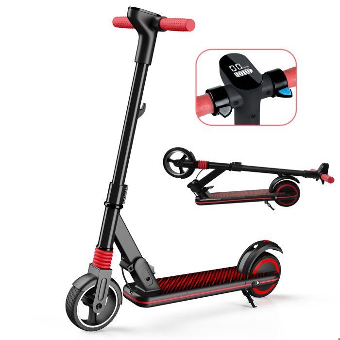 Trottinette Electrique Enfant ELSCOOT S3 Pliable - Léger Ultra Portable - écran LCD - 130W - 8 km - Pour 6 à 12 ans- Noir