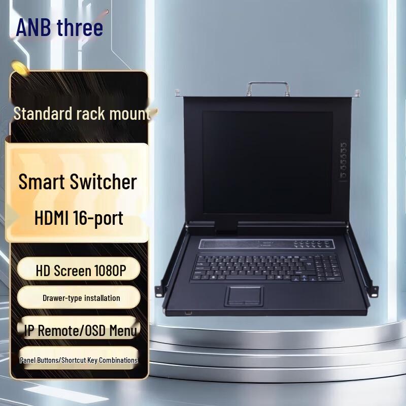 LANBE LCD KVM Switch Kit with 17-18.5 inch LED Screen