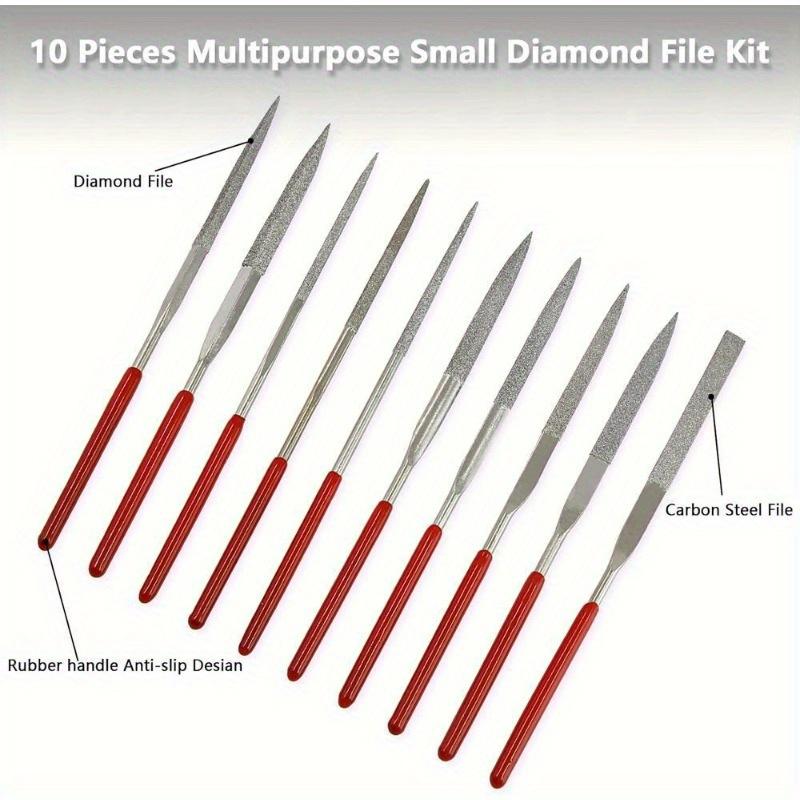 10 stk diamant nålfilsett 3x140 mm mini nålfilsett for steinglass metallutskjæring håndverk håndverktøy nålfilsett