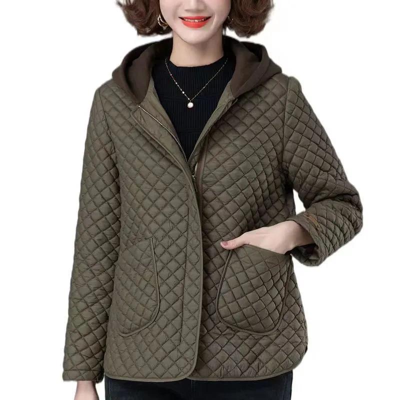 Autumn and winter women's lightweight small padded jacket plus cotton hooded padded jacket casual fashion glossy lightweight jacket