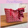 Chinese Style Red Canvas Large Capacity Tote Bag For Wedding And Daily Use