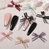 2Pcs Nail Ornaments Love-Heart Design Vivid Color Non-Fading Stylish Wide Application Show Charm Gauze Bow-knot
