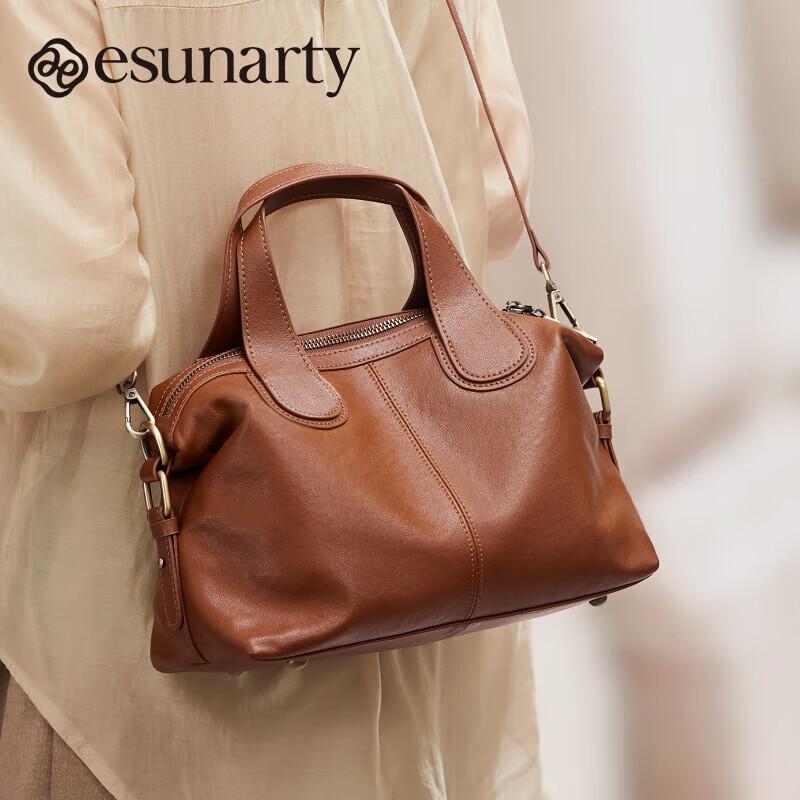 ESUNARTY Women s Vegetable-Tanned Leather Boston Handbag