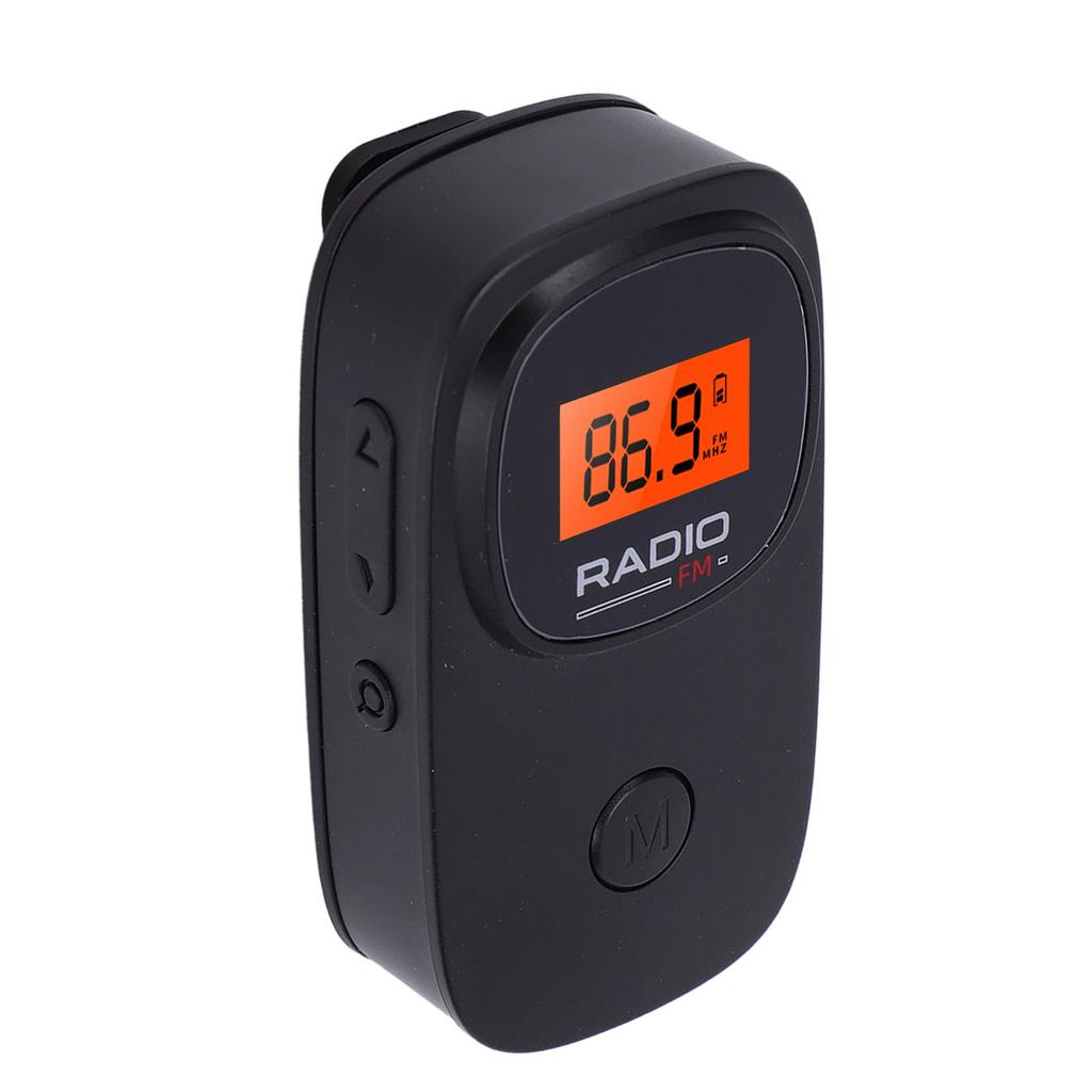 Portable FM Pocket Radio with Clip Digital Tuning LCD Display 3.5mm Earphone Stereo Sound Battery Operated Radio for