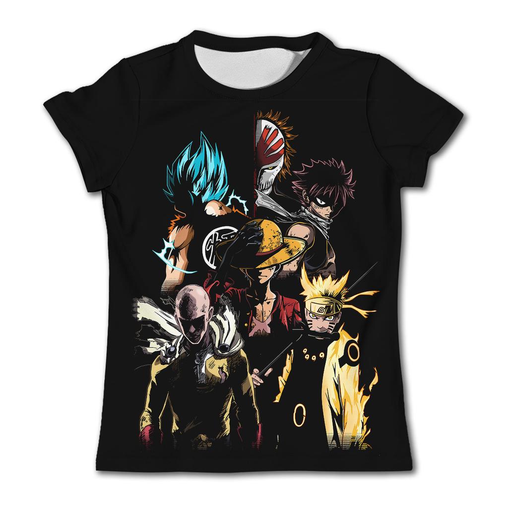 2025/26 Nowe Japońskie Anime One Piece Kreskówka Dziecięca Dorosła Koszulka z Nadrukiem 3D One Piece Chłopięca Kreskówka Urocza Góra Koszulka