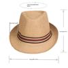 Men's Straw Hat - Summer Beach Sun Hat with Striped Ribbon, Solid Color Fedora & Cowboy Jazz Cap, Casual Gangster Style