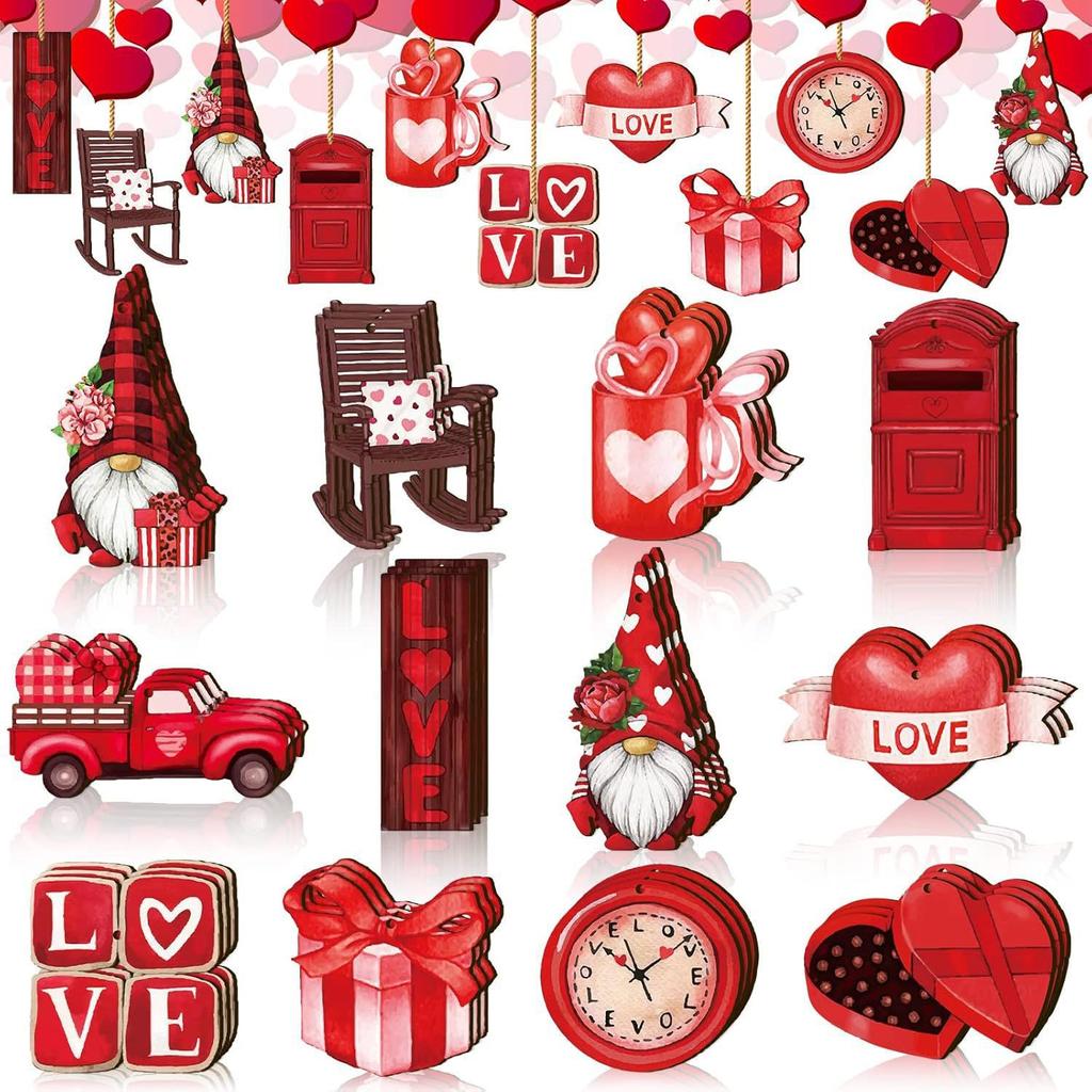 Valentine's Day Wooden Jewelry Valentine's Day Ornament Love Balloon Pendant Couple Party Pink Dwarf Jewelry