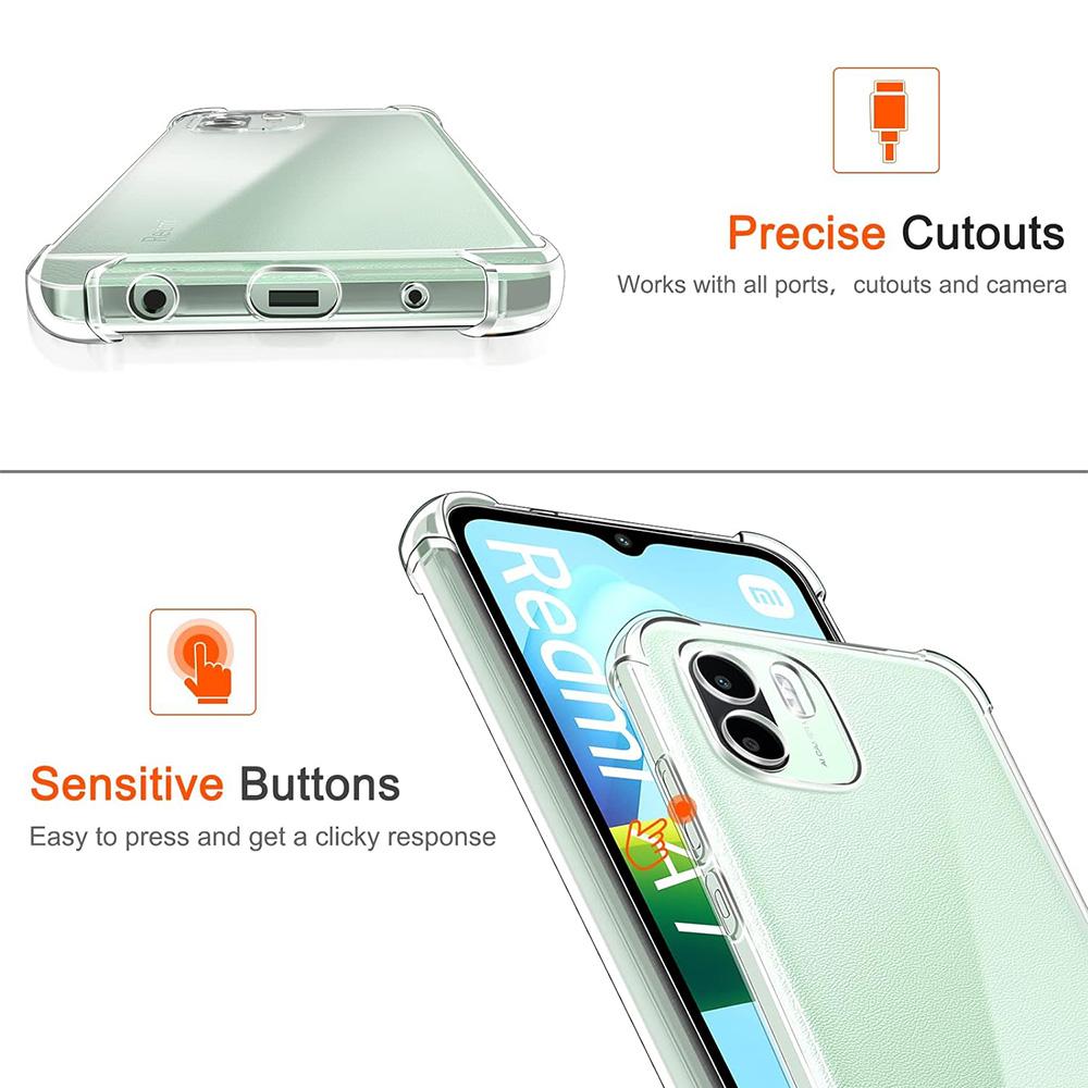 3 Pcs Clear Case For Xiaomi Redmi A1 A2 Plus A1 Plus Thick Shockproof Soft Silicone Phone Cover for Redmi A2
