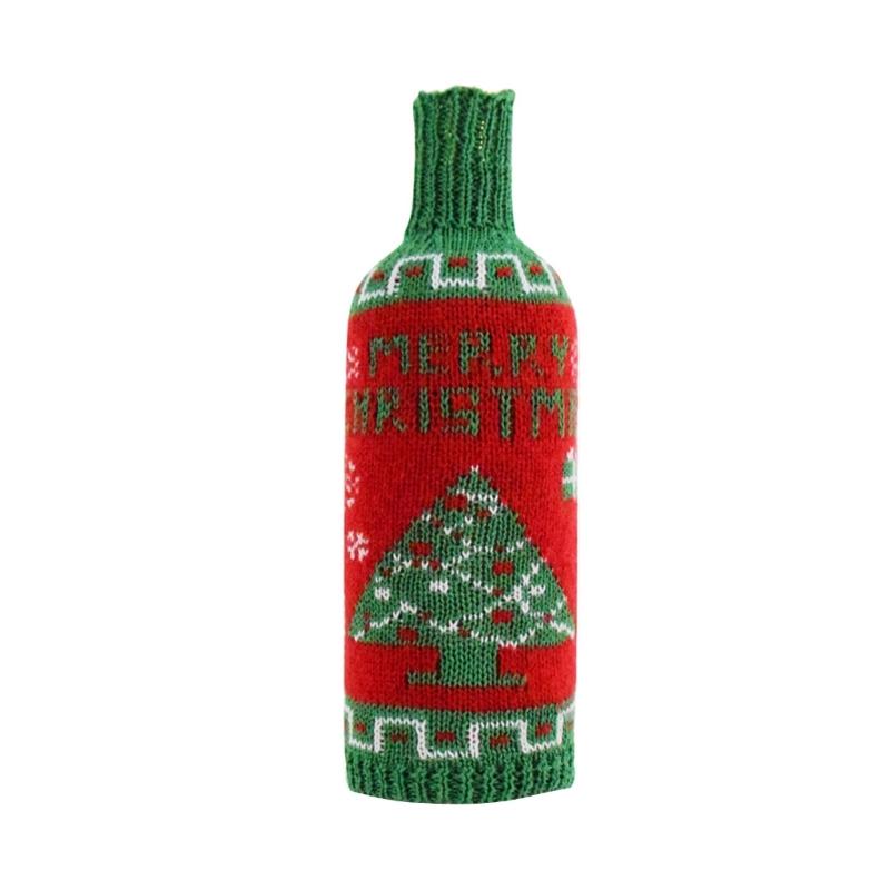 

Christmas Knitted Wine Bottle Cover Perfect For Holiday Table Decors With Classical Reindeer/Tree Pattern Designs