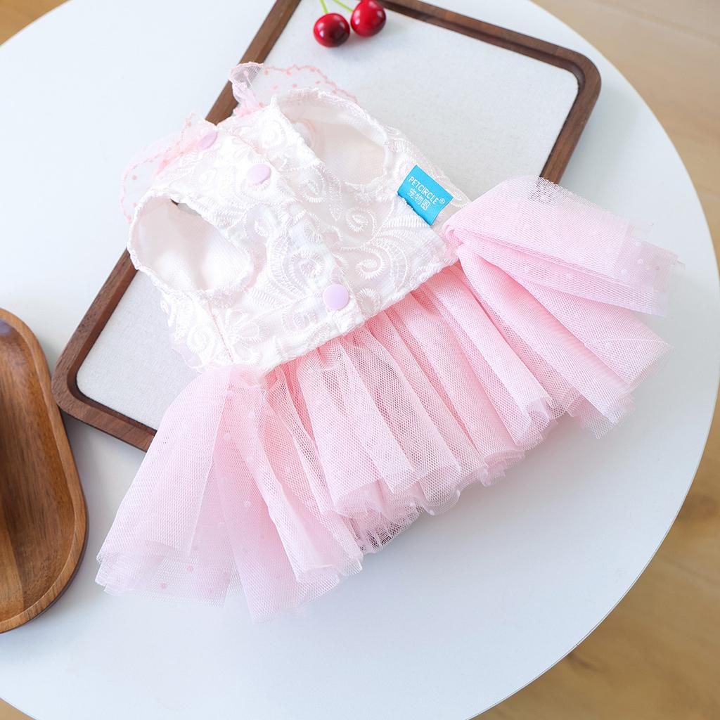 PETCIRCLE Summer Puffy Gauze Skirt Pet Clothes, Peach Bubble Cat  Dog Wedding Dress for Small Dogs Pomeranian Teddy