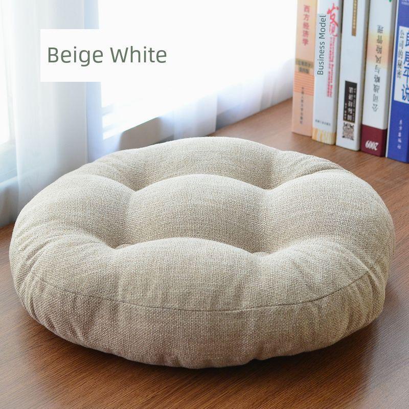 

Flax Futon Thick round Large Cloth Floor Meditation Japanese-Style Balcony Bay Window Tatami Cushion Beige Diameter 50cm, thickness 10cm