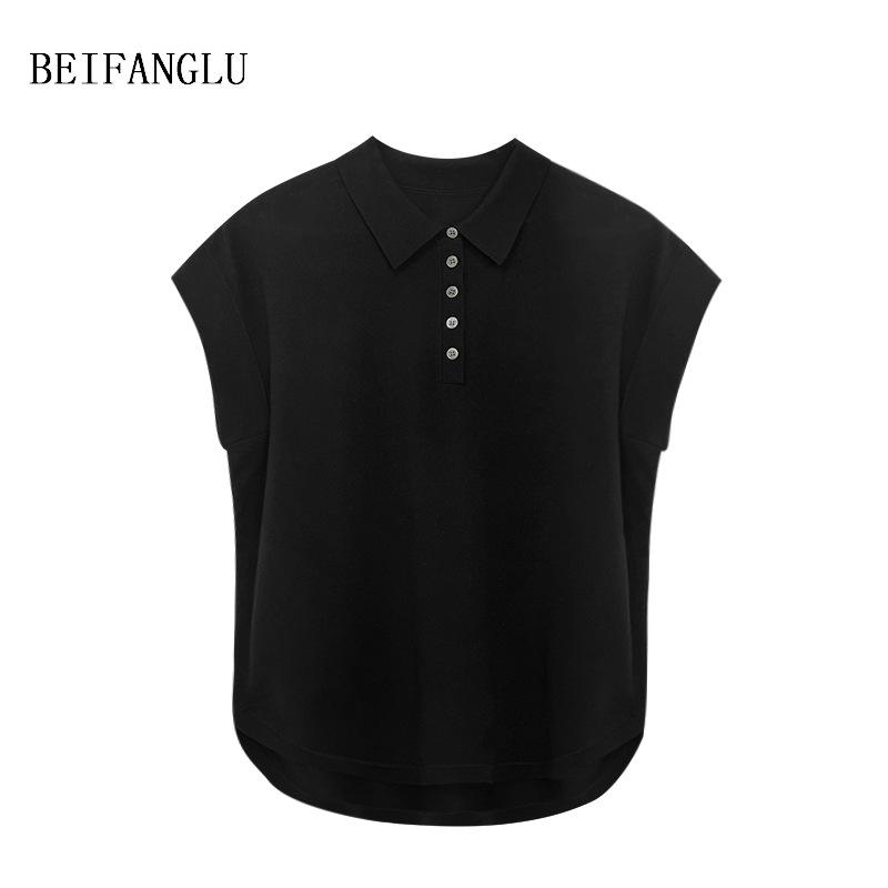Northern Deer Women's 100% Wool Polo Collar Knit Top with Drop Shoulder Sleeves