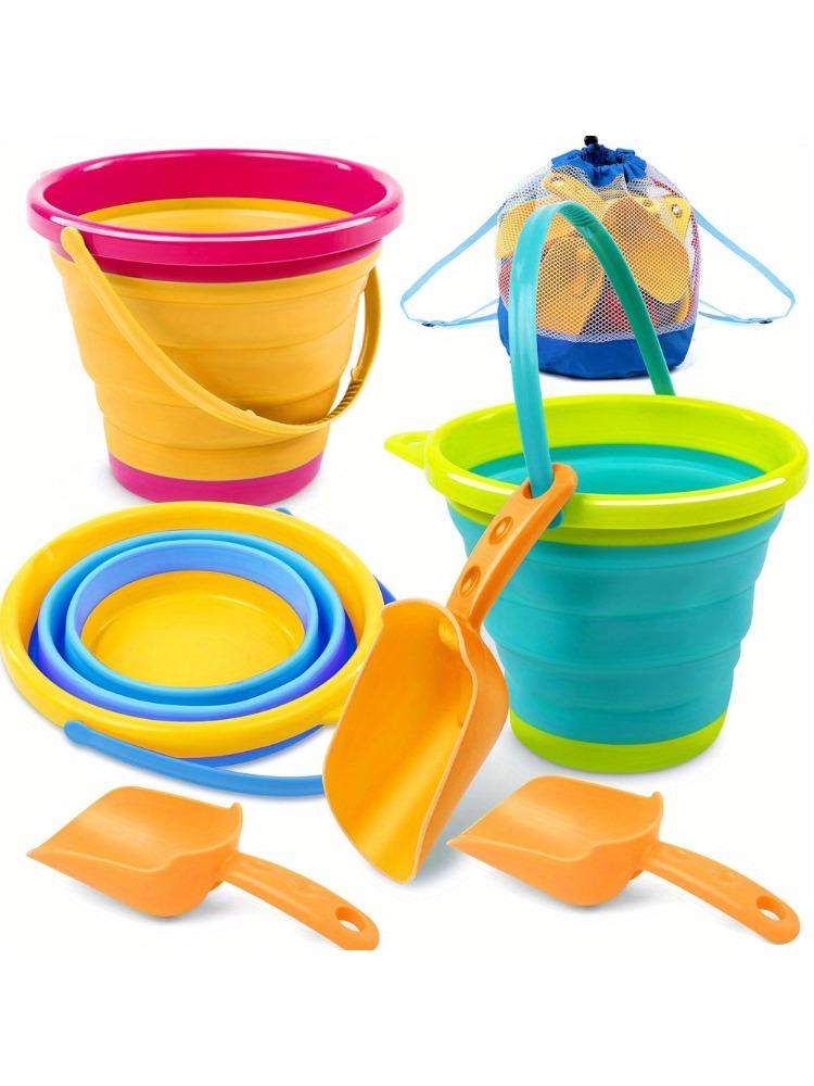 JOYFY 3 упаковки складное ведро с лопатками и сетчатым мешком Складные ведра Назначение для пляжного походного снаряжения Пляжной вечеринки Рыбалки