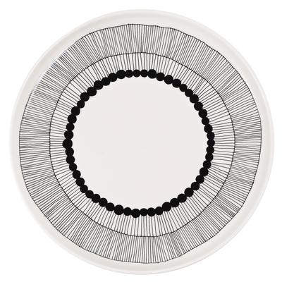 Marimekko Plate, 25cm, Sirtolapuutarha, White and Black, 75530 075530 190, Large Plate, Western Tableware, Tableware, Nordic Tableware, Nordic Design