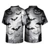 Men's Halloween Print Medical Scrub Top V Neck with Tie Pockets Comfortable Fit Daily Workwear for Healthcare Professionals