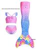 Mermaid Swimsuit Set: Girls' Three-Piece Fish Scale Costume for Performance and Resort