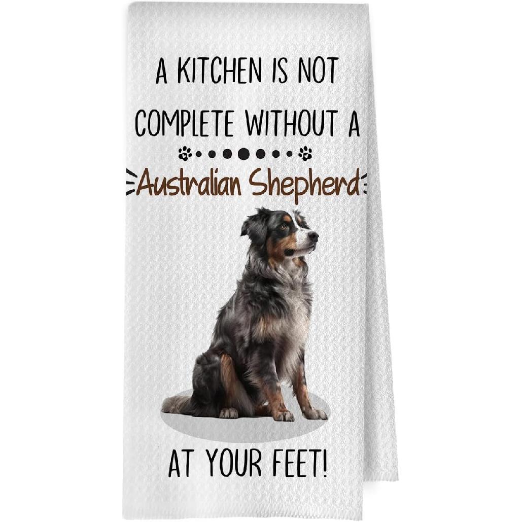 Australian Shepherd Kitchen Towels - Funny Australian Shepherd Gifts Waffle Weave Dish Towels, Hand Towel, Tea Towel, 16×24 Inches Australian Shepherd