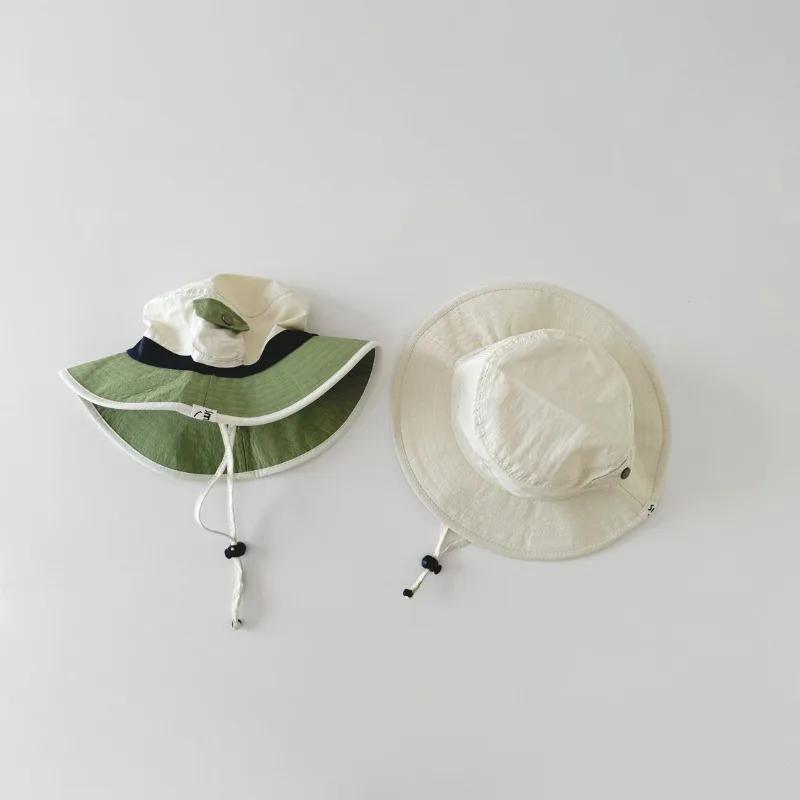New Kids Bucket Hat for Boy Girl Sporty Fashion Solid Color Camping Cap for Children Simplicity Summer Travel Sunshade Hat