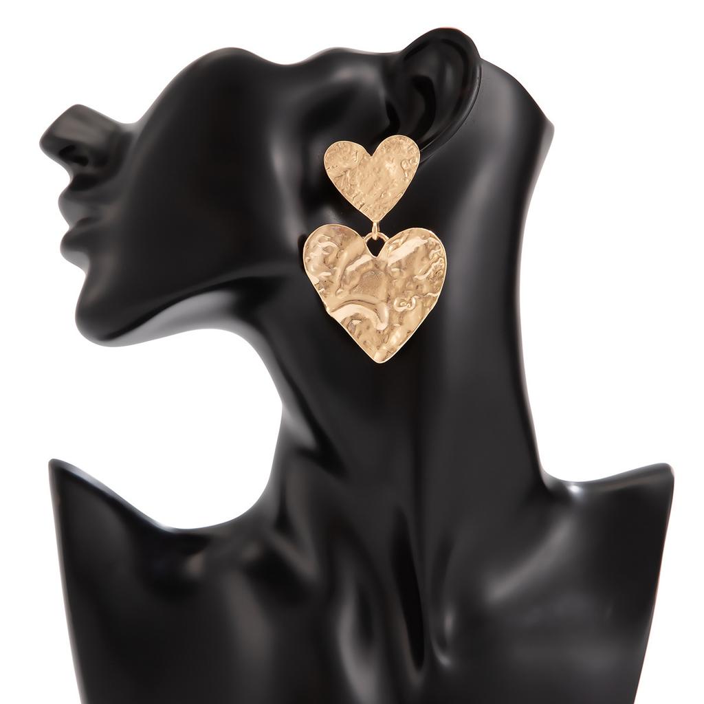 Wind Liquid Love-Shaped Fringed Stud Earrings Female, Creative Splicing Lava Earrings Ear Jewelry