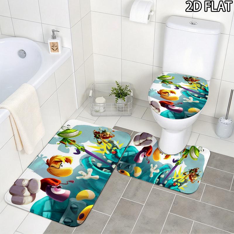 3Pcs Flannel Toilet Mat Set MTSJTrayman Bathroom Rug Bath Carpet Non Slip Home Decor